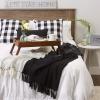 image:imageDII Four Square Cotton Woven Throw 50x60 with 3 Fringe TealWhiteBlackWhite