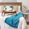 image:imageDII Four Square Cotton Woven Throw 50x60 with 3 Fringe TealWhiteTealWhite