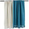 image:imageDII Four Square Cotton Woven Throw 50x60 with 3 Fringe TealWhiteTealWhite