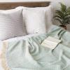image:imageDII Modern Zig Zag Throw Blanket Woven Cotton HandKnotted 25 Fringe 50x60 Storm BlueAqua