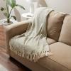 image:imageDII Modern Zig Zag Throw Blanket Woven Cotton HandKnotted 25 Fringe 50x60 Storm BlueArtichoke Green