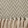 image:imageDII Modern Zig Zag Throw Blanket Woven Cotton HandKnotted 25 Fringe 50x60 Storm BlueArtichoke Green