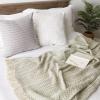image:imageDII Modern Zig Zag Throw Blanket Woven Cotton HandKnotted 25 Fringe 50x60 Storm BlueArtichoke Green