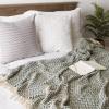 image:imageDII Modern Zig Zag Throw Blanket Woven Cotton HandKnotted 25 Fringe 50x60 Storm BlueHunter Green