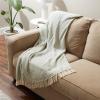 image:imageDII Modern Zig Zag Throw Blanket Woven Cotton HandKnotted 25 Fringe 50x60 Storm BlueJadeite