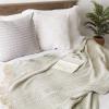 image:imageDII Modern Zig Zag Throw Blanket Woven Cotton HandKnotted 25 Fringe 50x60 Storm BlueJadeite
