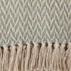 image:imageDII Modern Zig Zag Throw Blanket Woven Cotton HandKnotted 25 Fringe 50x60 Storm BlueJadeite