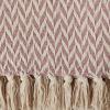 image:imageDII Modern Zig Zag Throw Blanket Woven Cotton HandKnotted 25 Fringe 50x60 Storm BluePale Mauve