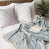 image:imageDII Modern Zig Zag Throw Blanket Woven Cotton HandKnotted 25 Fringe 50x60 Storm BlueStorm Blue