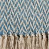 image:imageDII Modern Zig Zag Throw Blanket Woven Cotton HandKnotted 25 Fringe 50x60 Storm BlueStorm Blue