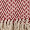 image:imageDII Modern Zig Zag Throw Blanket Woven Cotton HandKnotted 25 Fringe 50x60 Storm BlueTango Red