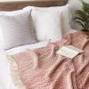 image:imageDII Modern Zig Zag Throw Blanket Woven Cotton HandKnotted 25 Fringe 50x60 Storm BlueTango Red