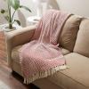 image:imageDII Modern Zig Zag Throw Blanket Woven Cotton HandKnotted 25 Fringe 50x60 Storm BlueTango Red