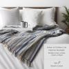 image:imageDII Modern Zig Zag Throw Blanket Woven Cotton HandKnotted 25 Fringe 50x60 Storm BlueTango Red