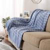 image:imageDII Rustic Farmhouse Thin Stripe Woven Throw 50x60 GrayFrench Blue