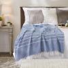 image:imageDII Rustic Farmhouse Thin Stripe Woven Throw 50x60 GrayFrench Blue