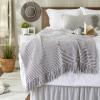 image:imageDII Square Woven Throw with Decorative Fringe 100 Cotton Stylish and Functional 50x60 GrayGray