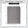 image:imageDII Square Woven Throw with Decorative Fringe 100 Cotton Stylish and Functional 50x60 GrayStone