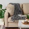 image:imageDII Textured Acryllic Woven Throw Farmhouse Fringe Blanket 50x60 GrayWhiteBlackWhite