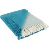 image:imageDII Four Square Cotton Woven Throw 50x60 with 3 Fringe TealWhiteTealWhite