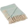 image:imageDII Modern Zig Zag Throw Blanket Woven Cotton HandKnotted 25 Fringe 50x60 Storm BlueAqua