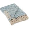 image:imageDII Modern Zig Zag Throw Blanket Woven Cotton HandKnotted 25 Fringe 50x60 Storm BlueStorm Blue