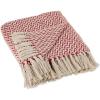 image:imageDII Modern Zig Zag Throw Blanket Woven Cotton HandKnotted 25 Fringe 50x60 Storm BlueTango Red