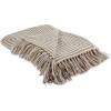 image:imageDII Square Woven Throw with Decorative Fringe 100 Cotton Stylish and Functional 50x60 GrayStone