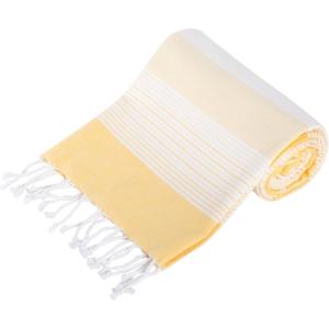 image:imageDII 100 Cotton Turkish Fouta Towel Highly Absorbent Soft and Compact Great for Beach Travel and Home 39x78 Thin Stripes TaupeStripe Fouta Yellow