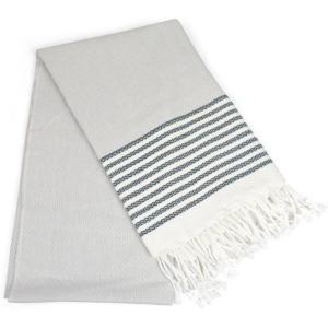 image:imageDII 100 Cotton Turkish Fouta Towel Highly Absorbent Soft and Compact Great for Beach Travel and Home 39x78 Thin Stripes TaupeThin Stripes Navy