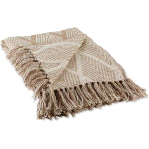 image:imageDII Diamond Throw Collection Fringed Woven Cotton Blanket 50x60 Denim BlueNatural Beige
