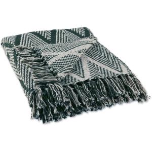 image:imageDII Diamond Throw Collection Fringed Woven Cotton Blanket 50x60 Denim BlueOlive Green