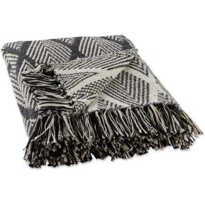 image:imageDII Diamond Throw Collection Fringed Woven Cotton Blanket 50x60 Denim BlueStorm Gray