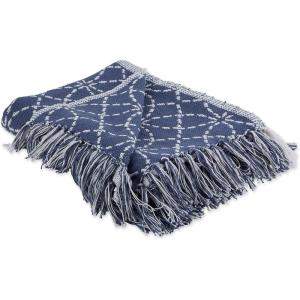 image:imageDII Gray Concentric Circles Throw with Fringe 50x60French Blue