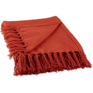 image:imageDII Solid Ribbed Collection Cotton Throw Blanket 50x60 Antique GreenVintage Red