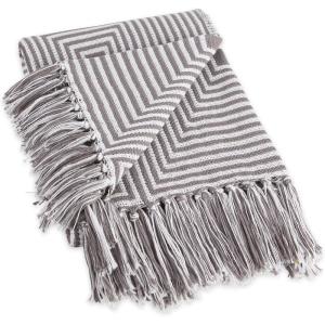 image:imageDII Square Woven Throw with Decorative Fringe 100 Cotton Stylish and Functional 50x60 GrayGray