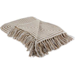 image:imageDII Square Woven Throw with Decorative Fringe 100 Cotton Stylish and Functional 50x60 GrayStone
