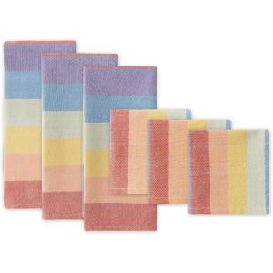 image:imageDII Be YouTiful Collection Absorbent amp LongLasting Kitchen Dishtowel amp Dishcloth Set Heavyweight Rainbow Stripe 6 CountRainbow Stripe
