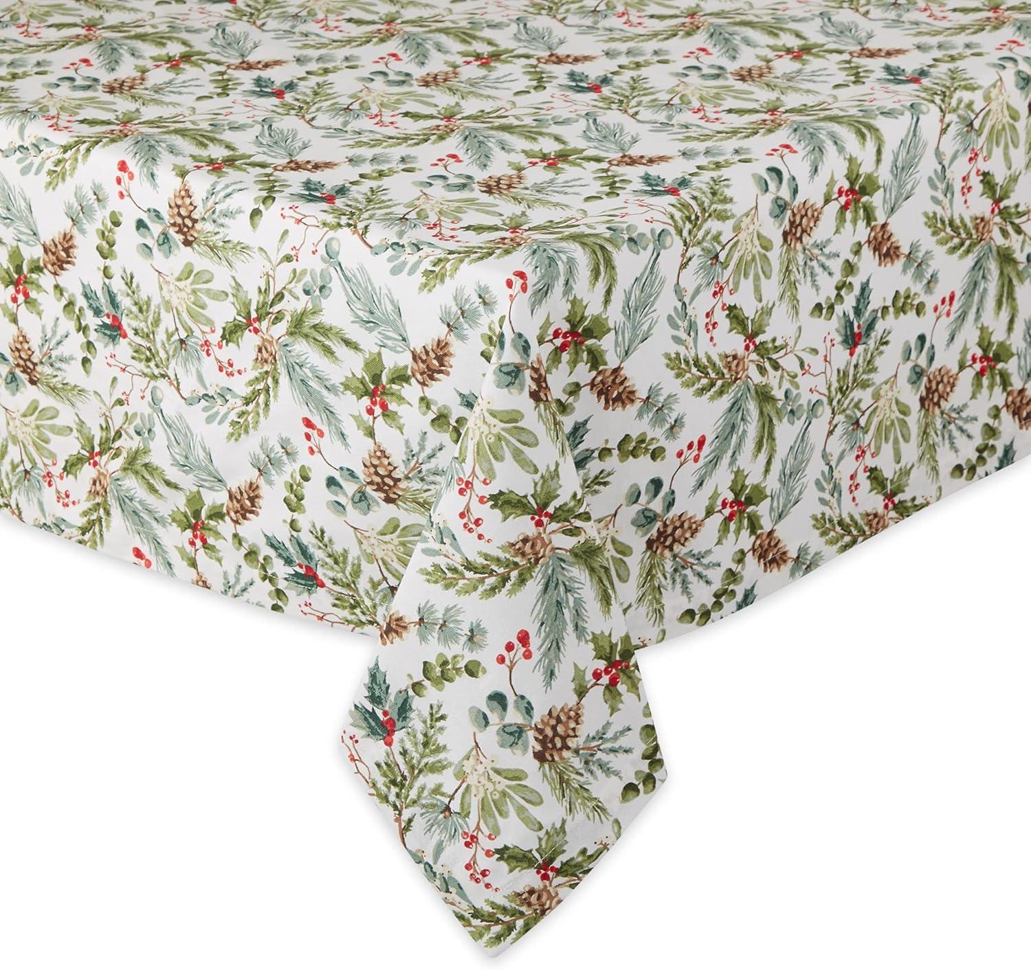 image:imageDII Heritage Holiday Sprigs Kitchen Dcor Collection Decorative Christmas Tablecloth 52x52 Christmas GreeneryChristmas Greenery