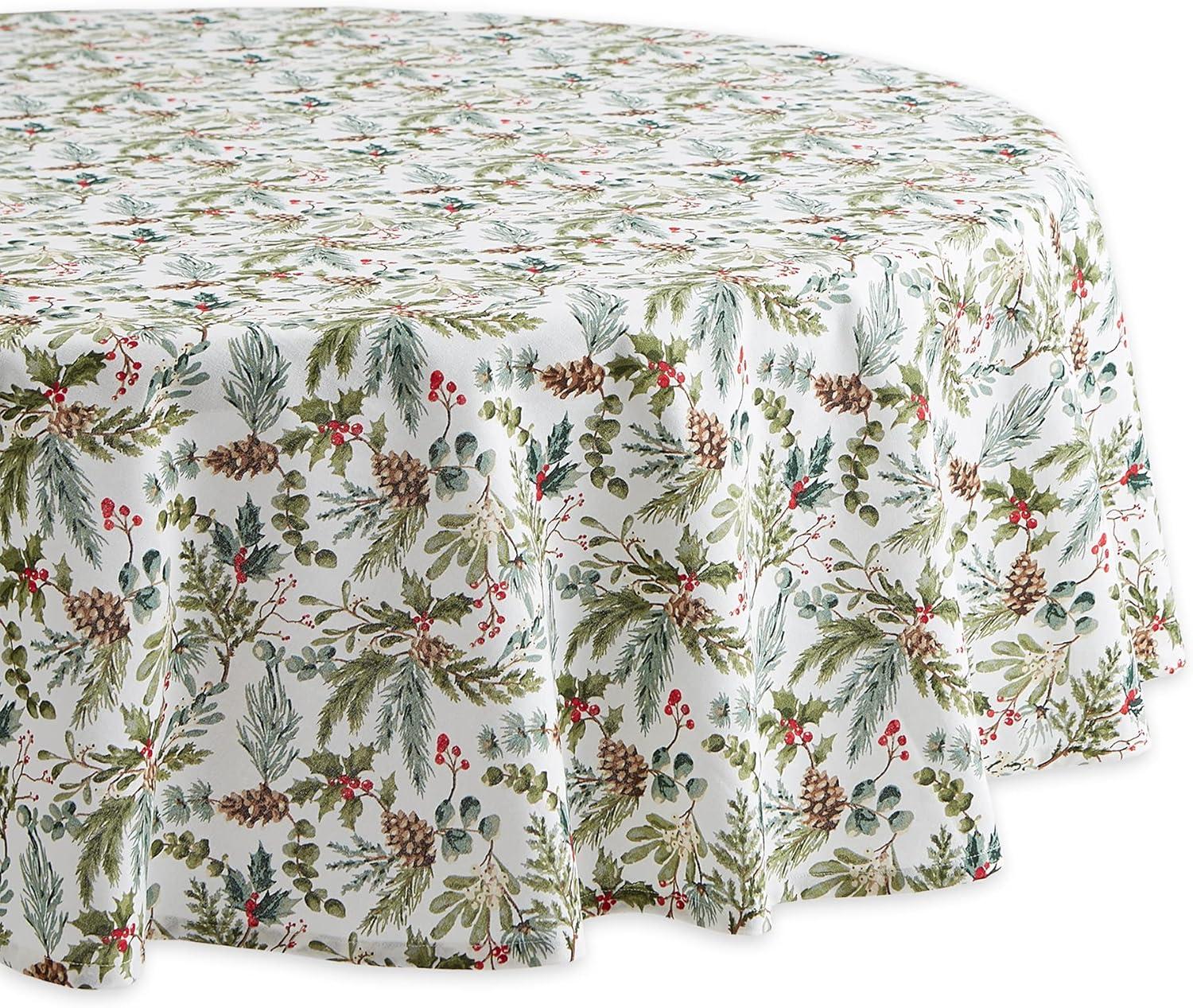 image:imageDII Heritage Holiday Sprigs Kitchen Dcor Collection Decorative Christmas Tablecloth 52x52 Christmas GreeneryChristmas Greenery