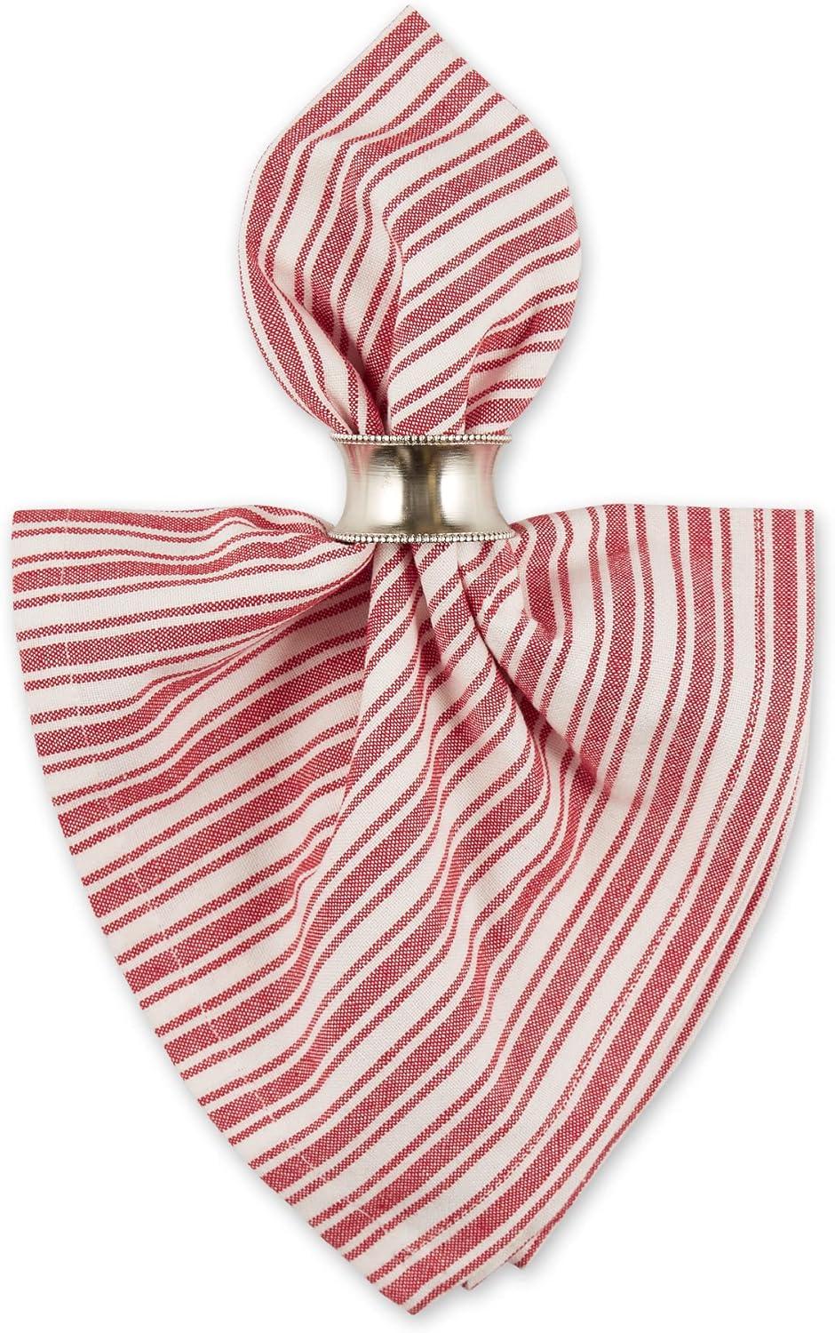 image:imageDII Heritage Holiday Sprigs Kitchen Dcor Collection Decorative Christmas Tablecloth 52x52 Christmas GreeneryRed Stripe Ticking