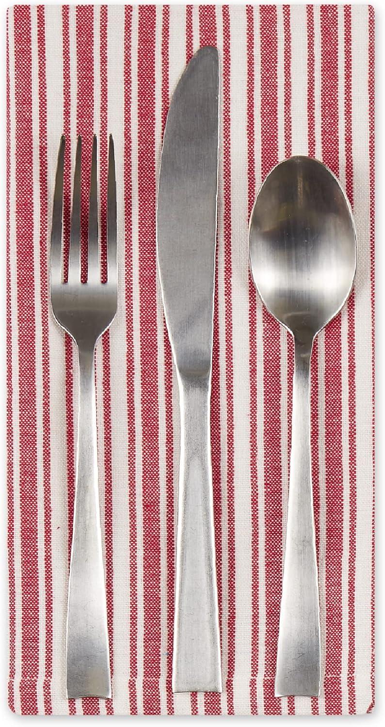 image:imageDII Heritage Holiday Sprigs Kitchen Dcor Collection Decorative Christmas Tablecloth 52x52 Christmas GreeneryRed Stripe Ticking
