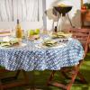 image:imageDII 100 Polyester Spill proof and Waterproof Machine Washable Tablecloth for Outdoor Use 60 Round Blue Ikat Seats 4 People60 Round Pack of 3