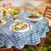 image:imageDII 100 Polyester Spill proof and Waterproof Machine Washable Tablecloth for Outdoor Use 60 Round Blue Ikat Seats 4 People60 Round Pack of 3