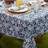 image:imageDII Floral Outdoor Zippered Tabletop Collection Water Resistant Tablecloth 60 Round Nautical Blue