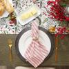 image:imageDII Heritage Holiday Sprigs Kitchen Dcor Collection Decorative Christmas Tablecloth 52x52 Christmas GreeneryRed Stripe Ticking