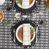 image:imageDII Ikat Outdoor Tabletop Collection Water Resistant Tablecloth 60 Round Black