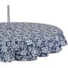 image:imageDII Floral Outdoor Zippered Tabletop Collection Water Resistant Tablecloth 60 Round Nautical Blue