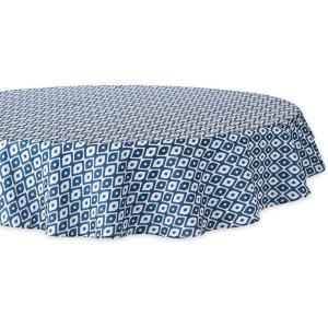 image:imageDII 100 Polyester Spill proof and Waterproof Machine Washable Tablecloth for Outdoor Use 60 Round Blue Ikat Seats 4 People60 Round