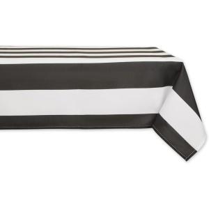 image:imageDII Cabana Stripe Outdoor Tabletop Collection StainWrinkle Resistant amp Waterproof 60x84 Tablecloth Black